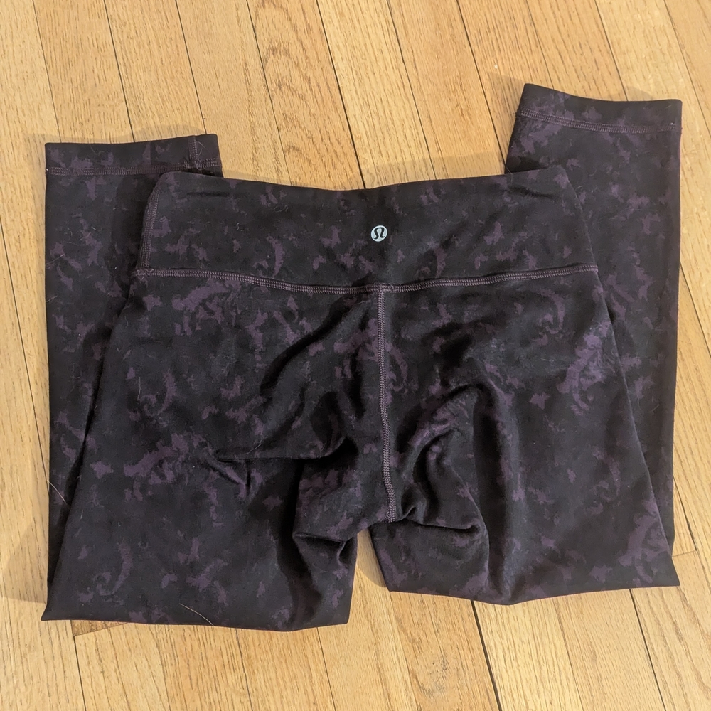 Lululemon Wunder Under Black & Purple Crop Leggings